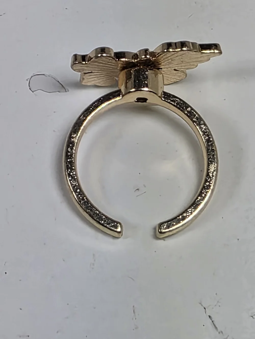 Kids Gold-Tone Ring with Blue Glitter Unicorn Accent